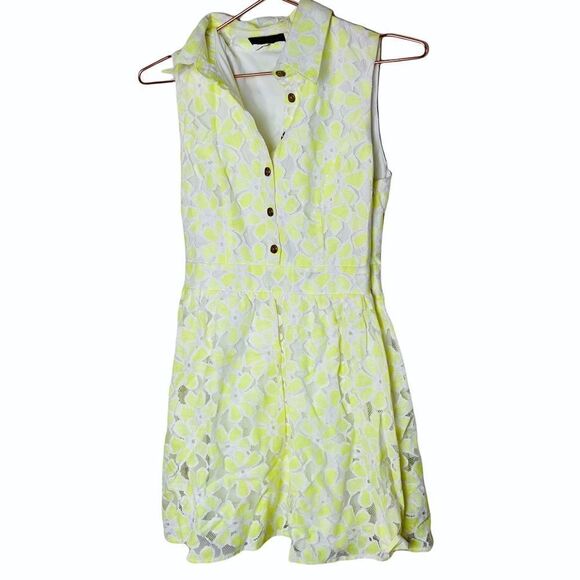 EUC ANGL Xtaren Fit and Flare Highlighter Lace Dress Small - Picture 1 of 4